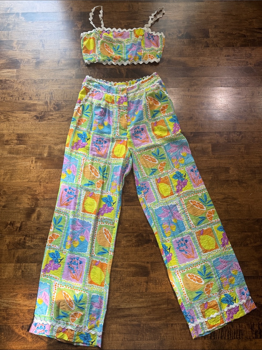 Vestique Tropical Fruit Print Two-Piece Set - Pastel Multi - Fun - Vacation - Picture 2 of 4